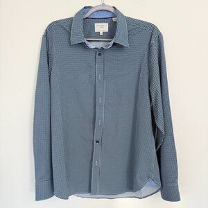 👔 **CON.STRUCT Slim Fit 4-Way Stretch Dress Shirt – Blue Micro Check – Size Lar